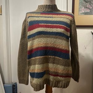 Vintage Brown Knit Sweater with stripe design